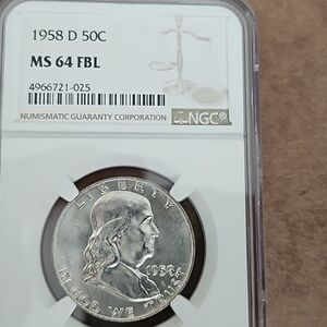 1958 denver mint franklin 1/2 dollar